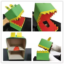 創(chuàng)意親子手工 抽紙盒變身小鱷魚手偶玩具，讓寶寶愛(ài)不釋手